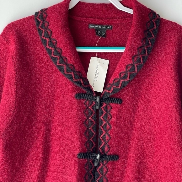 NEW! ($60) Sarah Spencer Wool Blazer Jacket Coat Red Cardigan Sweater Top, Sz L - Picture 5 of 12